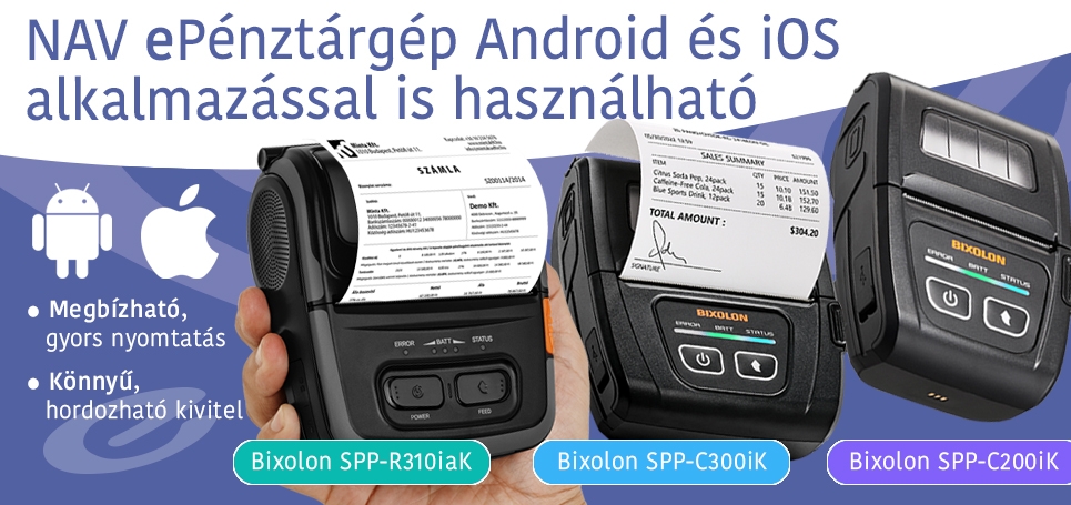 Nyomtató NAV ePénztárgép Android és iOS alkalmazással